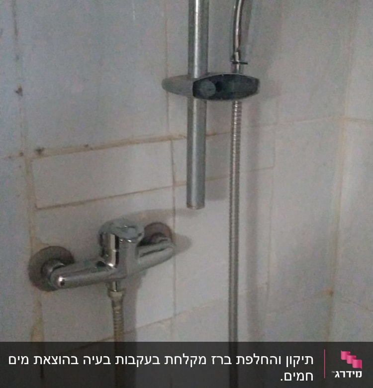 ברז מקלחת עם ראש טוש וצינור מתכת
